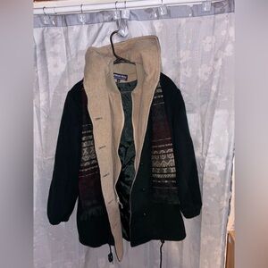 Sherman Kay Women's Black and Tan Pea Coat